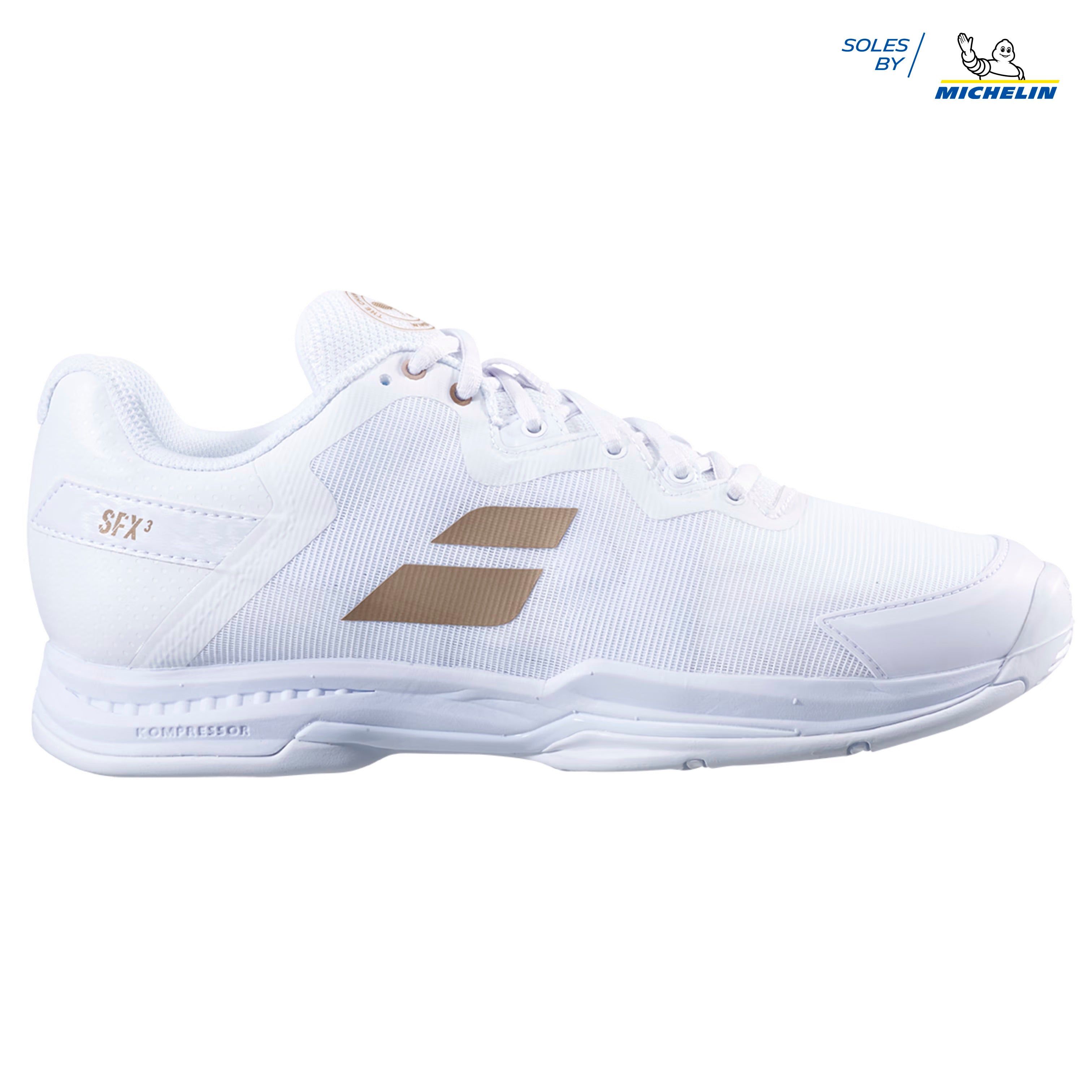 Babolat SFX3 All Court Wimbledon Men Tennis Shoes White Gold