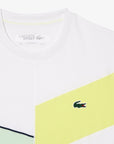 Lacoste TH1797-51 Men's Regular Fit Tennis T-shirt [White/Flashy Yellow/Green/Navy Blue]